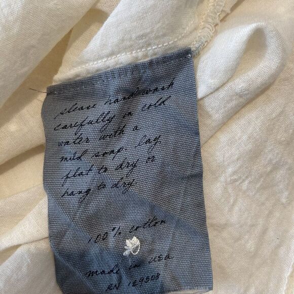 Raquel Allegra Blouse Women’s 2 Beige Long Sleeve Swiss Dot Cottagecore Prarie - Picture 5 of 6